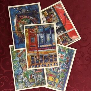5 Colorful Art Card Print Set by Jill Louise